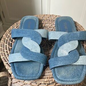 Stuart Weitzman Blue Denim Flats